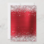 Sparkly Silver Glitter Bright Red Satin Folie Kaart (Achterkant)