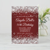 Sparkly Silver Glitter Burgundy 50th Birthday Kaart (Staand voorkant)
