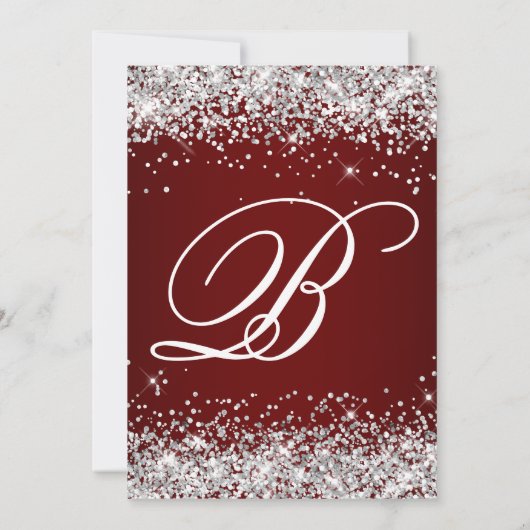 Sparkly Silver Glitter Burgundy 50th Birthday Kaart (Achterkant)