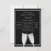 Sparkly Silver Glitter, Champagne Verjaardag Kaart (Voorkant)