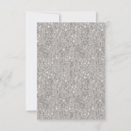Sparkly Silver Glitter, Champagne Verjaardag Kaart (Achterkant)
