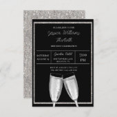 Sparkly Silver Glitter, Champagne Verjaardag Kaart (Voorkant / Achterkant)