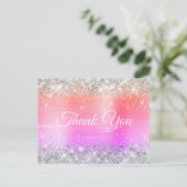 Sparkly Silver Glitter Coral Pink Folie Hartelijk Briefkaart (Staand voorkant)