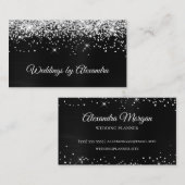 Sparkly Silver Glitter Dark Grey Black Satin Folie Visitekaartje (Voorkant / Achterkant)