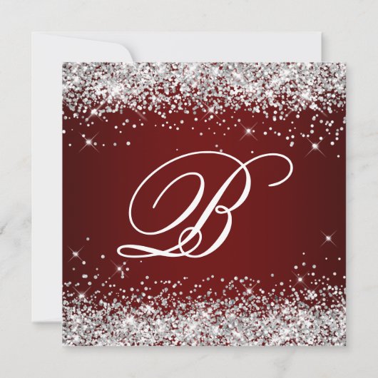 Sparkly Silver Glitter Dark Red 100th Birthday Kaart (Achterkant)