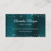 Sparkly Silver Glitter Dark Turquoise Folie Visitekaartje (Achterkant)