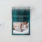 Sparkly Silver Glitter Dark Turquoise Ombre Folie Bedankkaart (Binnen)