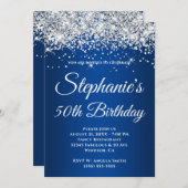 Sparkly Silver Glitter Deep Blue Gradient Kaart (Voorkant / Achterkant)