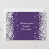 Sparkly Silver Glitter Donker Violet Bedankkaart (Achterkant)