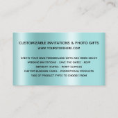 Sparkly Silver Glitter Drift Light Turquoise Ombre Visitekaartje (Achterkant)