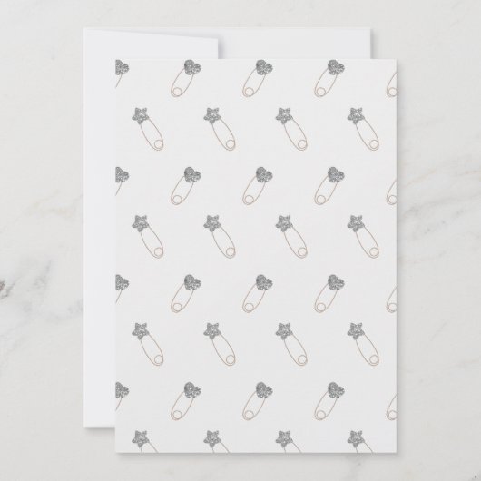 Sparkly Silver Glitter Drip Baby shower Invitation Kaart (Achterkant)