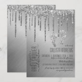 Sparkly Silver Glitter Drips Foot Baby shower Kaart (Voorkant / Achterkant)