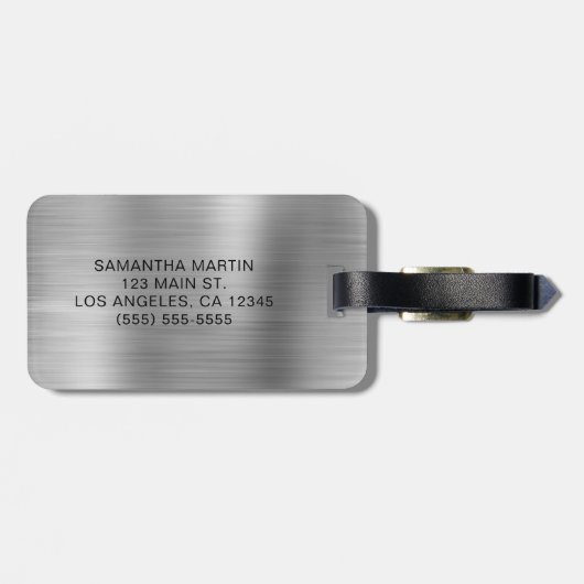 Sparkly Silver Glitter Drips Girly Signature Bagagelabel (Achterkant horizontaal)