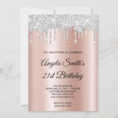 Sparkly Silver Glitter Drips Rose Gold Ombre Kaart (Voorkant)