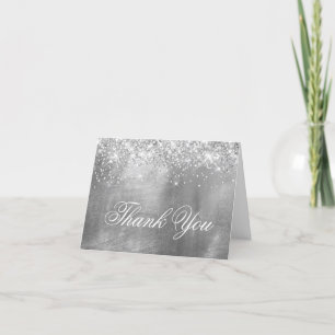 Sparkly Silver Glitter en Foil bovenaan Bedankkaart