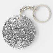 Sparkly Silver Glitter Folie Gepersonaliseerd Mono Sleutelhanger (Achterkant)
