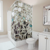 Sparkly Silver Glitter, Glass and Mirrors Douchegordijn (In situ)