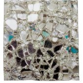 Sparkly Silver Glitter, Glass and Mirrors Douchegordijn (Voorkant)