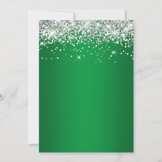 Sparkly Silver Glitter Green Gradient Kaart (Achterkant)
