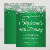 Sparkly Silver Glitter Green Gradient Kaart (Voorkant / Achterkant)