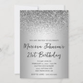 Sparkly Silver Glitter Grey Ombre 21e verjaardag Kaart (Voorkant)
