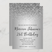Sparkly Silver Glitter Grey Ombre 21e verjaardag Kaart (Voorkant / Achterkant)