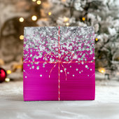 Sparkly Silver Glitter Hot Pink Faux Folie Inpakpapier Vel