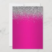 Sparkly Silver Glitter Hot Pink Gradient Sweet 16 Kaart (Achterkant)