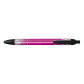 Sparkly Silver Glitter Hot Pink Ombre Folie Zwarte Inkt Pen (Achterkant)