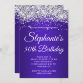 Sparkly Silver Glitter Indigo Paarse Gradiënt Kaart (Voorkant / Achterkant)