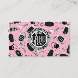 Sparkly Silver Glitter Key Fob Crafter Logo Busin Visitekaartje