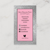Sparkly Silver Glitter Key Fob Crafter Logo Busin Visitekaartje (Achterkant)