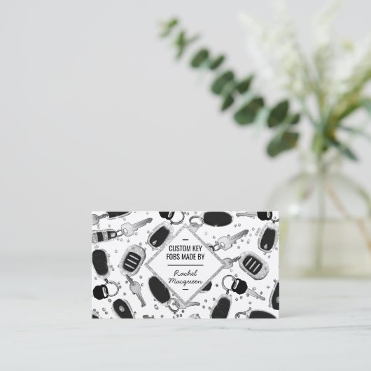 Sparkly Silver Glitter Key Fob Diamond Craft Visitekaartje (Staand voorkant)