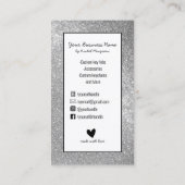 Sparkly Silver Glitter Key Fob Diamond Craft Visitekaartje (Achterkant)