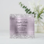Sparkly Silver Glitter Lavender Folie 40th Birthda Kaart (Staand voorkant)