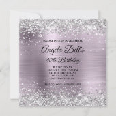 Sparkly Silver Glitter Lavender Folie 40th Birthda Kaart (Voorkant)