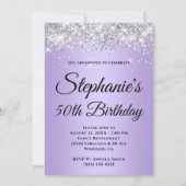 Sparkly Silver Glitter Lavender Paars Gradient Kaart (Voorkant)