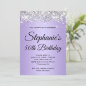 Sparkly Silver Glitter Lavender Paars Gradient Kaart (Staand voorkant)