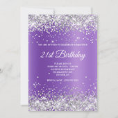 Sparkly Silver Glitter Lavender Paars Gradient Kaart (Voorkant)