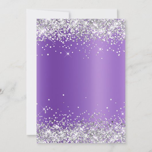 Sparkly Silver Glitter Lavender Paars Gradient Kaart (Achterkant)