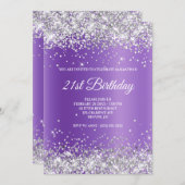 Sparkly Silver Glitter Lavender Paars Gradient Kaart (Voorkant / Achterkant)
