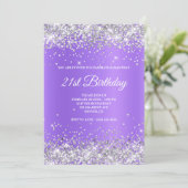 Sparkly Silver Glitter Lavender Purple Shimmer Kaart (Staand voorkant)