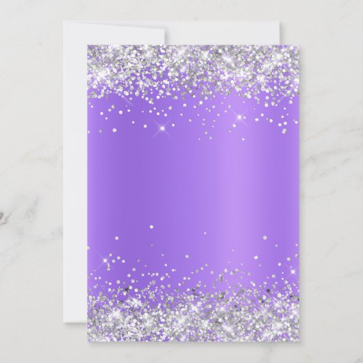 Sparkly Silver Glitter Lavender Purple Shimmer Kaart (Achterkant)