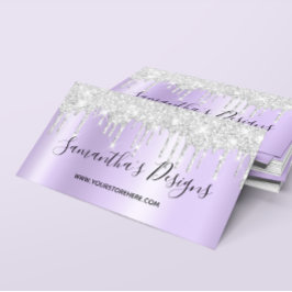 Sparkly Silver Glitter leidt Bleke lavender Ombre Visitekaartje
