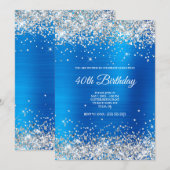 Sparkly Silver Glitter Light Blue Satin Folie Kaart (Voorkant / Achterkant)