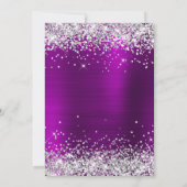 Sparkly Silver Glitter Magenta Paarse Satin Folie Kaart (Achterkant)