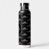 Sparkly Silver Glitter Mustache Black Monogram Waterfles (Links)