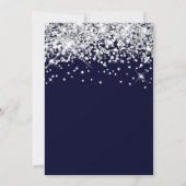 Sparkly Silver Glitter Navy Elegant Calligraphy Save The Date (Achterkant)