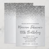 Sparkly Silver Glitter Ombre 30e verjaardag Kaart (Voorkant / Achterkant)