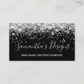 Sparkly Silver Glitter Online Store Black Visitekaartje (Voorkant)